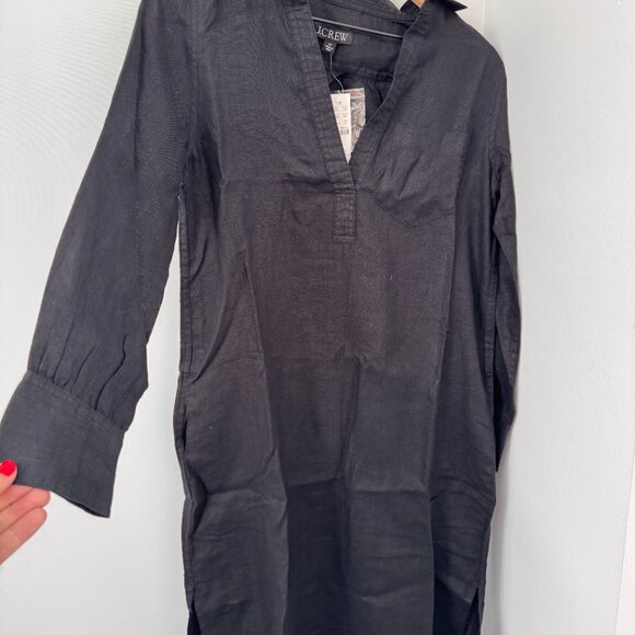 J.Crew Bungalow Maxi Black Linen XS Popover Dress NWT - Picture 5 of 8